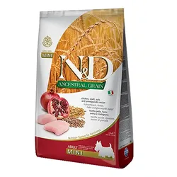 נטורל אנד דלישס כלב בוגר גזע קטן עוף ורימון מופחת דגנים 7 קג N&D